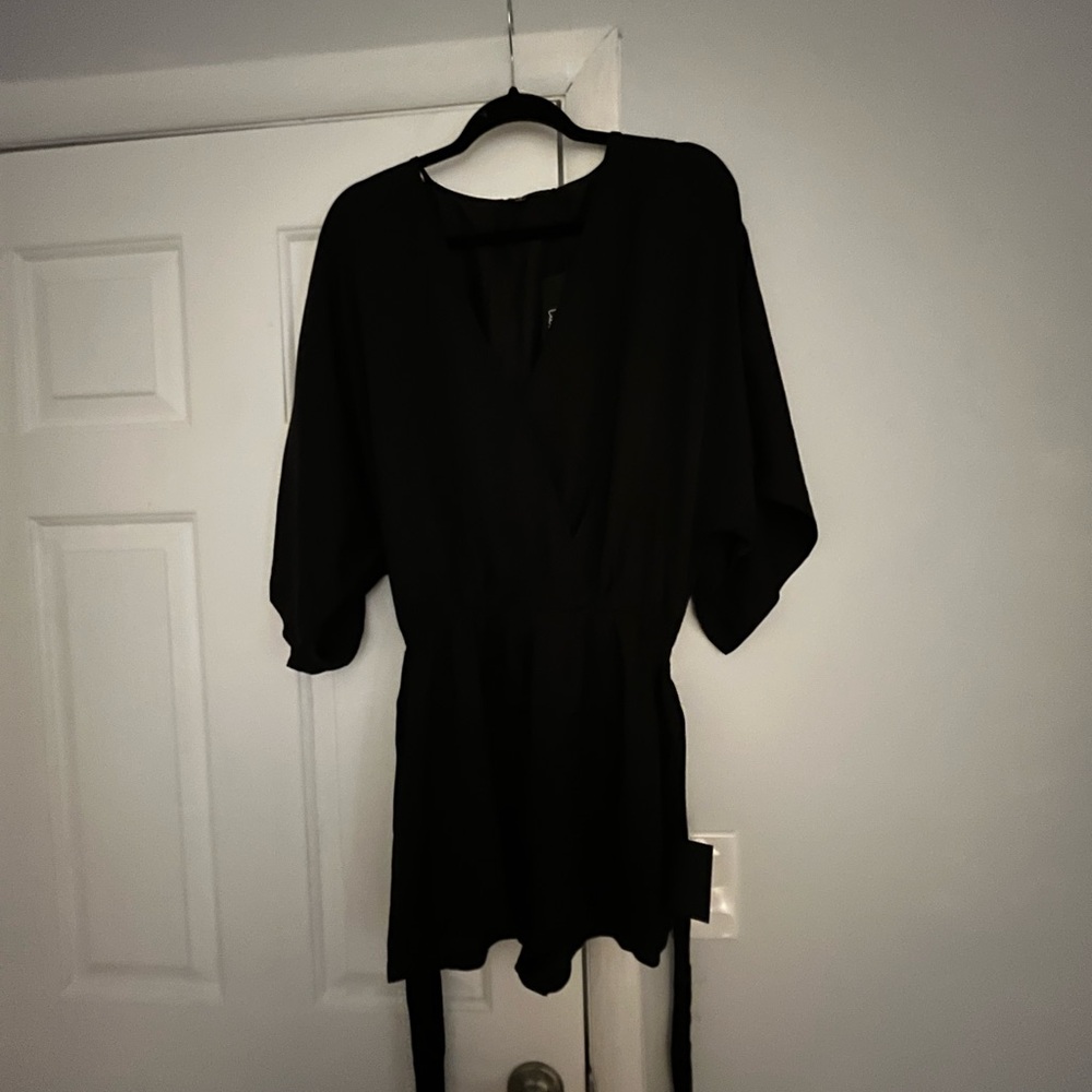 Chic Black V-Neck nighty romper from lulus